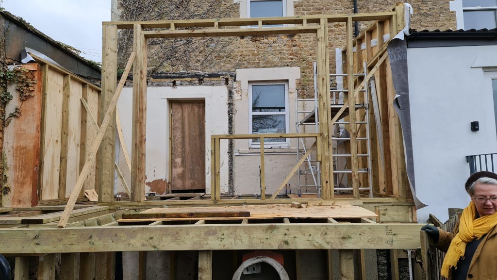 eco refurbishment constructing a timber framed rear extension